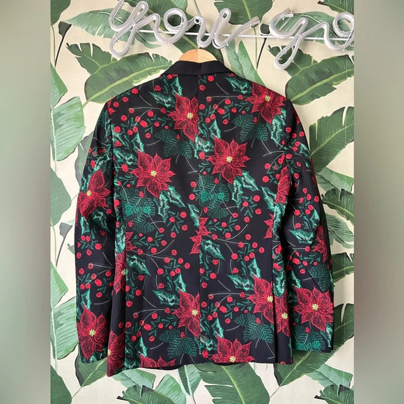 Men’s Shinesty Poinsettia Ugly Christmas Suit Jacket Size 36 - Picture 10 of 14